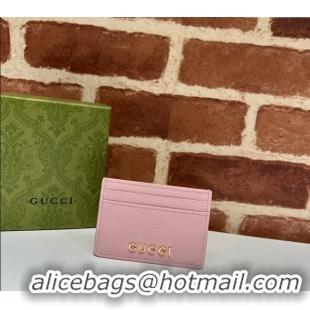 Super Quality Gucci Leather Card case Wallet with Gucci script 773428 Light Pink 2023