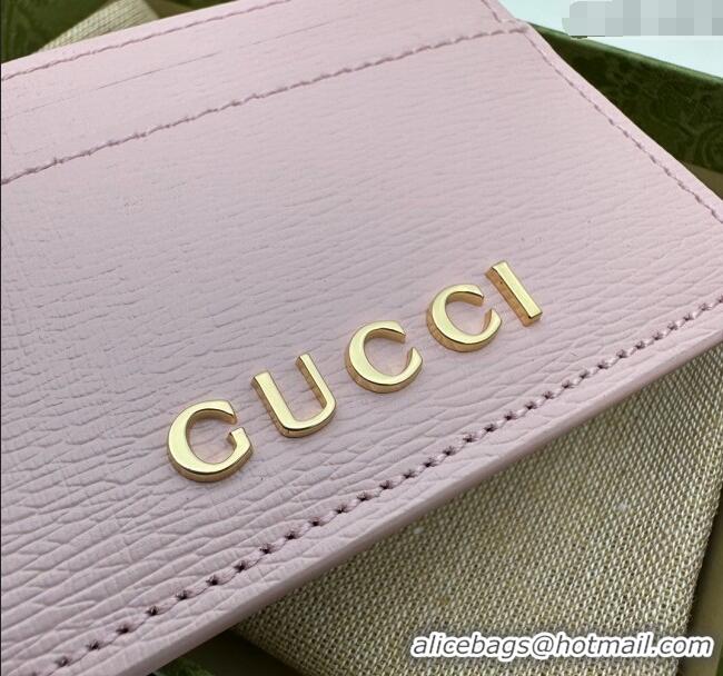 Super Quality Gucci Leather Card case Wallet with Gucci script 773428 Light Pink 2023