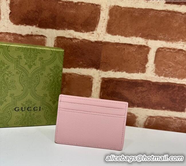 Super Quality Gucci Leather Card case Wallet with Gucci script 773428 Light Pink 2023