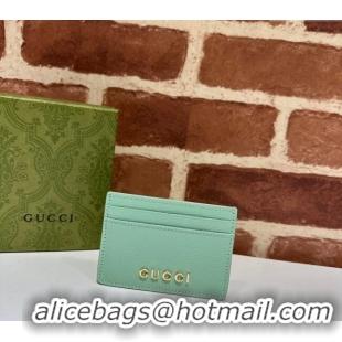 Reasonable Price Gucci Leather Card case Wallet with Gucci script 773428 Pale Green 2023