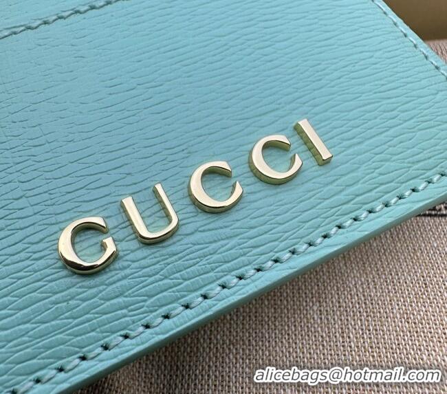Reasonable Price Gucci Leather Card case Wallet with Gucci script 773428 Pale Green 2023