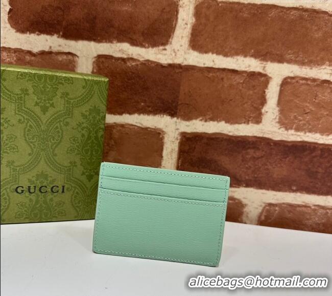 Reasonable Price Gucci Leather Card case Wallet with Gucci script 773428 Pale Green 2023