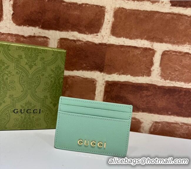 Reasonable Price Gucci Leather Card case Wallet with Gucci script 773428 Pale Green 2023
