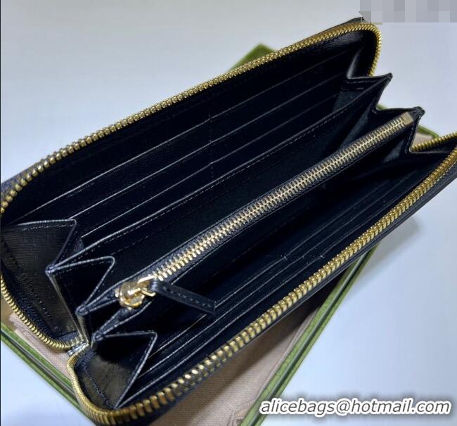 Inexpensive Gucci Leather Zip Around Wallet with Gucci script 772642 Black 2023
