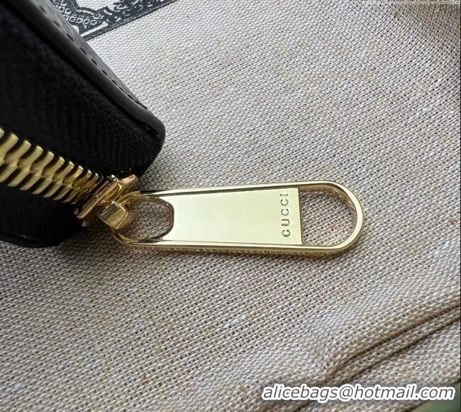 Inexpensive Gucci Leather Zip Around Wallet with Gucci script 772642 Black 2023
