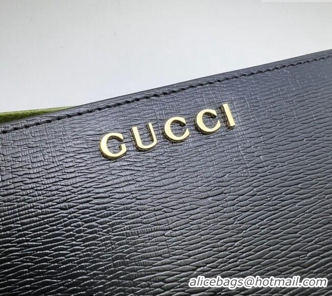 Inexpensive Gucci Leather Zip Around Wallet with Gucci script 772642 Black 2023