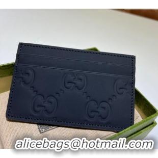 Pretty Style Gucci GG Rubber-Effect Leather Card Case 771315 Black 2024