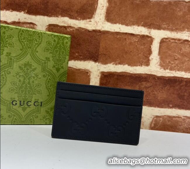Pretty Style Gucci GG Rubber-Effect Leather Card Case 771315 Black 2024
