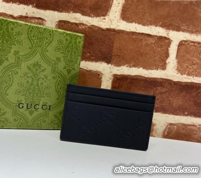 Pretty Style Gucci GG Rubber-Effect Leather Card Case 771315 Black 2024