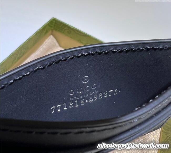 Pretty Style Gucci GG Rubber-Effect Leather Card Case 771315 Black 2024