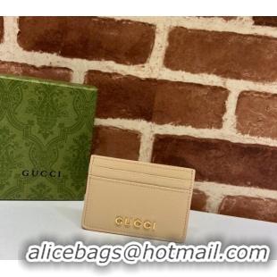 Trendy Design Gucci Leather Card case Wallet with Gucci script 773428 Light Beige 2023