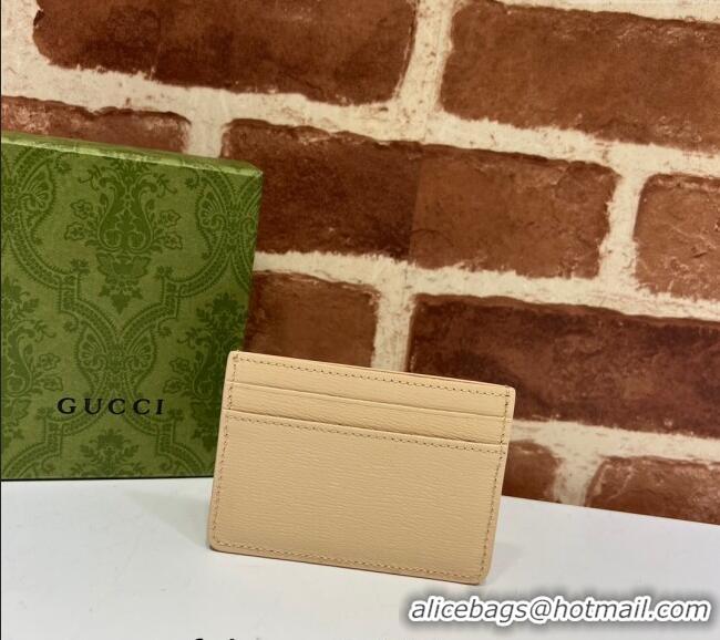 Trendy Design Gucci Leather Card case Wallet with Gucci script 773428 Light Beige 2023