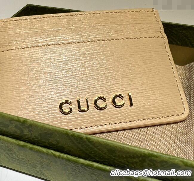 Trendy Design Gucci Leather Card case Wallet with Gucci script 773428 Light Beige 2023