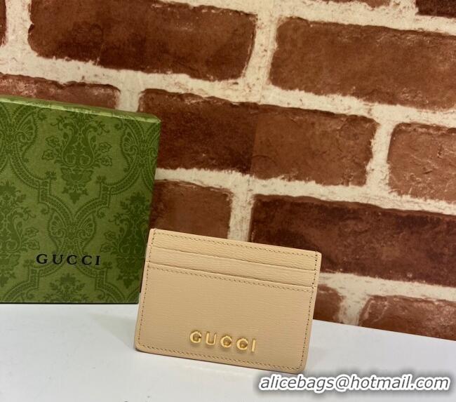 Trendy Design Gucci Leather Card case Wallet with Gucci script 773428 Light Beige 2023