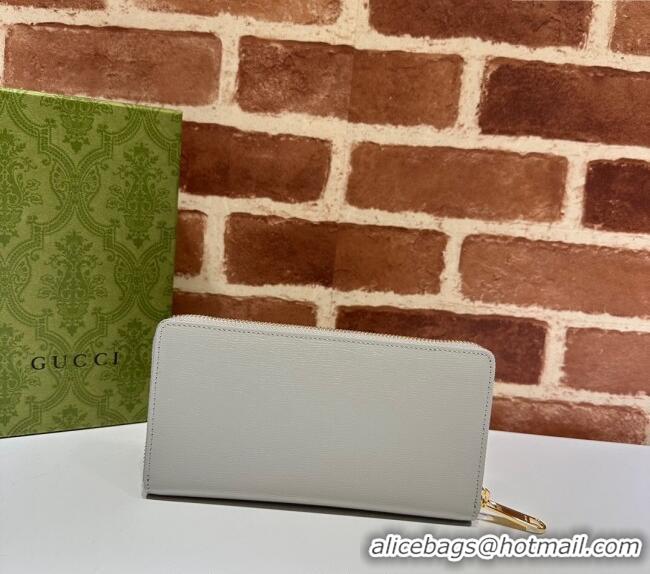 Promotional Gucci Leather Zip Around Wallet with Gucci script 772642 Light Grey 2023