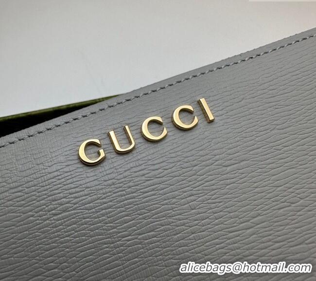 Promotional Gucci Leather Zip Around Wallet with Gucci script 772642 Light Grey 2023