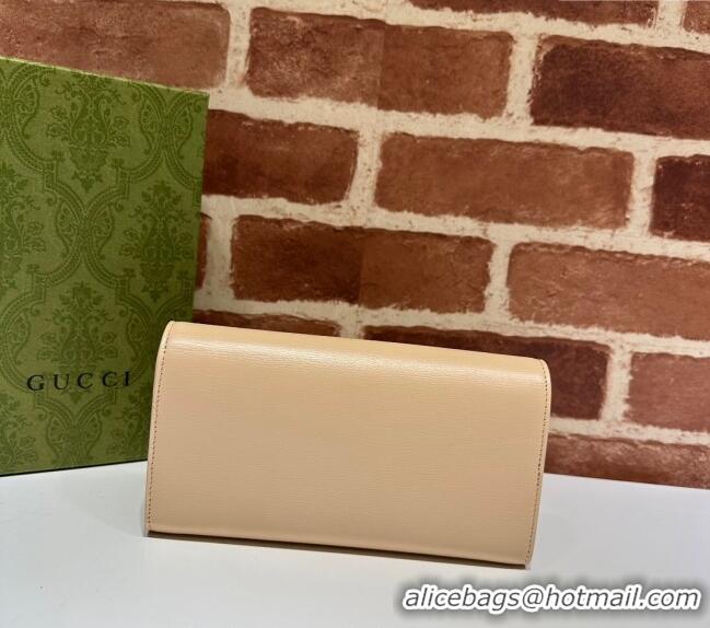 Promotional Gucci Continental Leather Long Wallet with Gucci script 772638 Light Beige 2024
