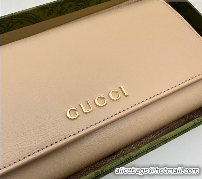 Promotional Gucci Continental Leather Long Wallet with Gucci script 772638 Light Beige 2024