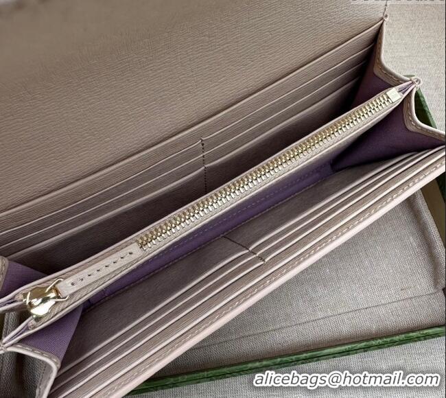 Promotional Gucci Continental Leather Long Wallet with Gucci script 772638 Light Beige 2024