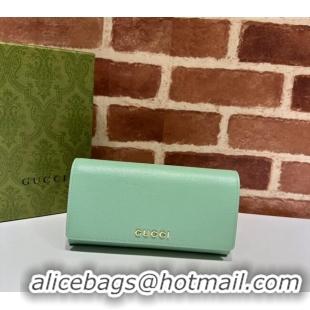 Good Product Gucci Continental Leather Long Wallet with Gucci script 772638 Light Green 2024