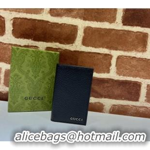 Good Product Gucci Leather Long Card Case with Gucci Logo ‎771159 Black 2024