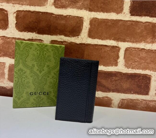 Good Product Gucci Leather Long Card Case with Gucci Logo ‎771159 Black 2024