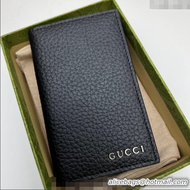 Good Product Gucci Leather Long Card Case with Gucci Logo ‎771159 Black 2024