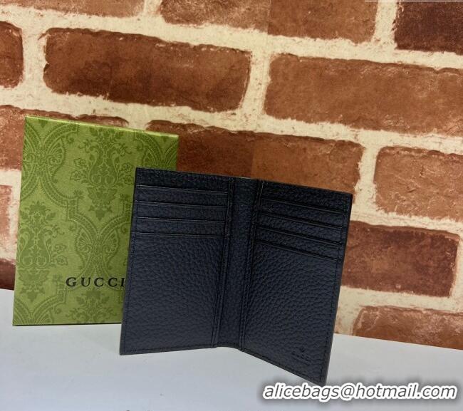 Good Product Gucci Leather Long Card Case with Gucci Logo ‎771159 Black 2024