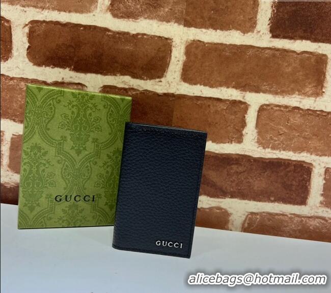 Good Product Gucci Leather Long Card Case with Gucci Logo ‎771159 Black 2024