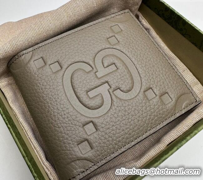 Custom Cheap Gucci Jumbo GG Leather Wallet in Grey Leather 739475 2023