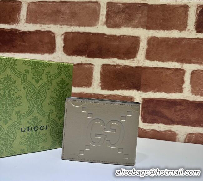 Custom Cheap Gucci Jumbo GG Leather Wallet in Grey Leather 739475 2023