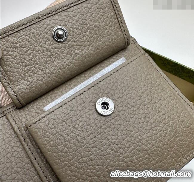 Famous Brand Gucci Mens Jumbo GG Leather Coin Wallet 739479 Grey 2024