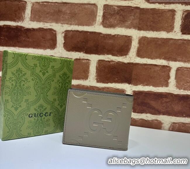 Famous Brand Gucci Mens Jumbo GG Leather Coin Wallet 739479 Grey 2024