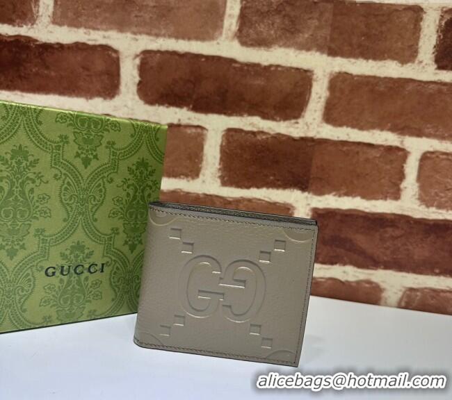 Famous Brand Gucci Mens Jumbo GG Leather Coin Wallet 739479 Grey 2024