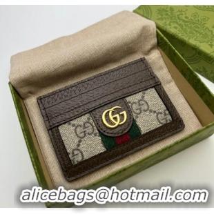 Famous Brand Gucci GG Web Canvas Ophidia Card Case ‎523159 Grey 2024