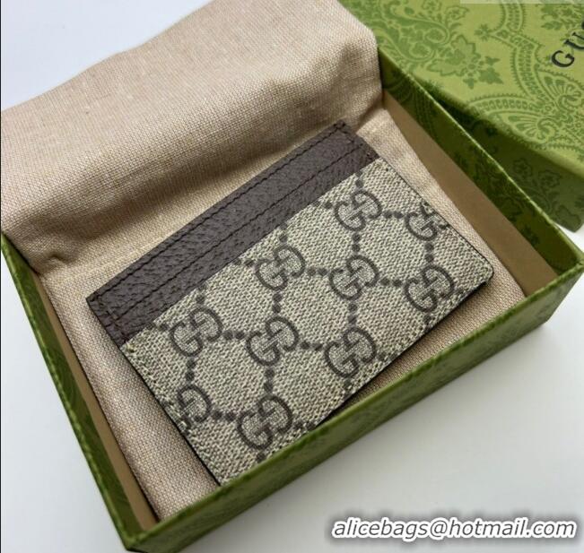 Famous Brand Gucci GG Web Canvas Ophidia Card Case ‎523159 Grey 2024