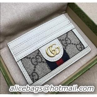 Good Quality Gucci GG Web Canvas Ophidia Card Case ‎523159 White 2024