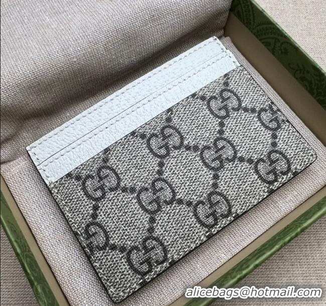 Good Quality Gucci GG Web Canvas Ophidia Card Case ‎523159 White 2024