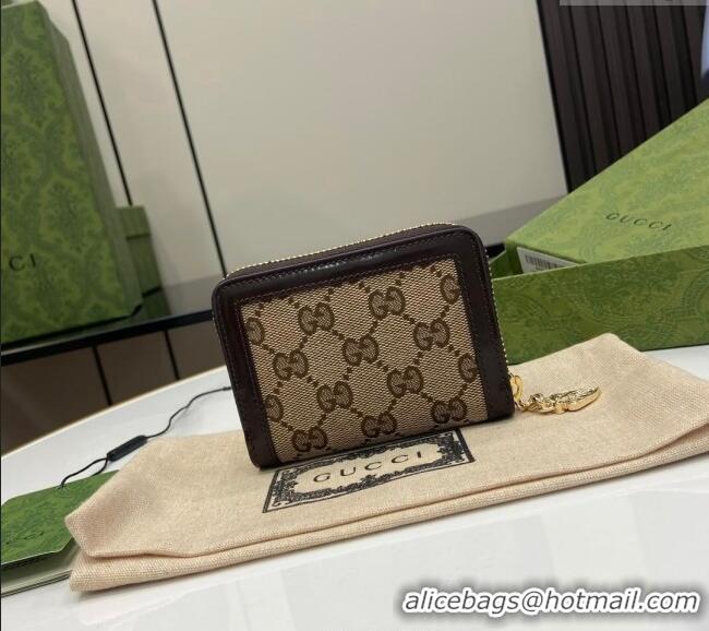 Well Crafted Gucci Luce GG Canvas Mini Zip Wallet 790037 Beige/Brown 2024