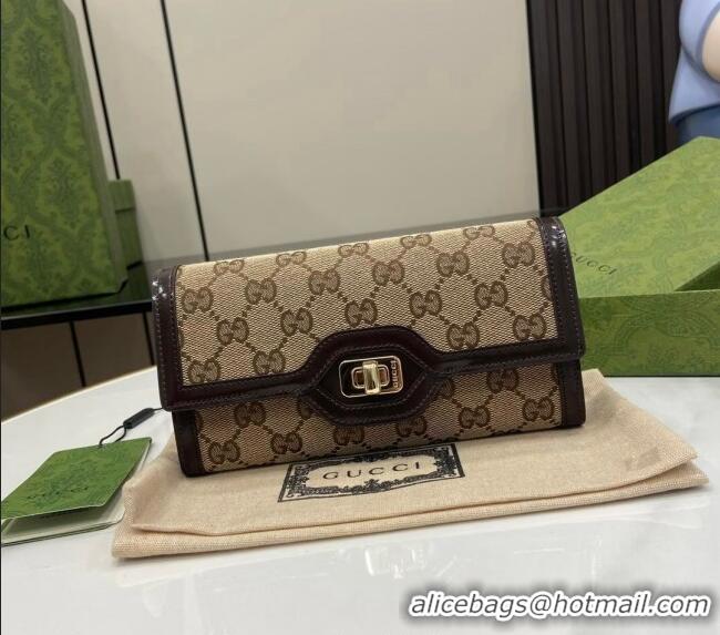 Low Cost Gucci Luce GG Canvas Continental Wallet 790034 Beige/Brown 2024