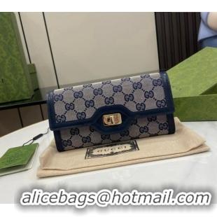 Most Popular Gucci Luce GG Canvas Continental Wallet 790034 Grey/Blue 2024
