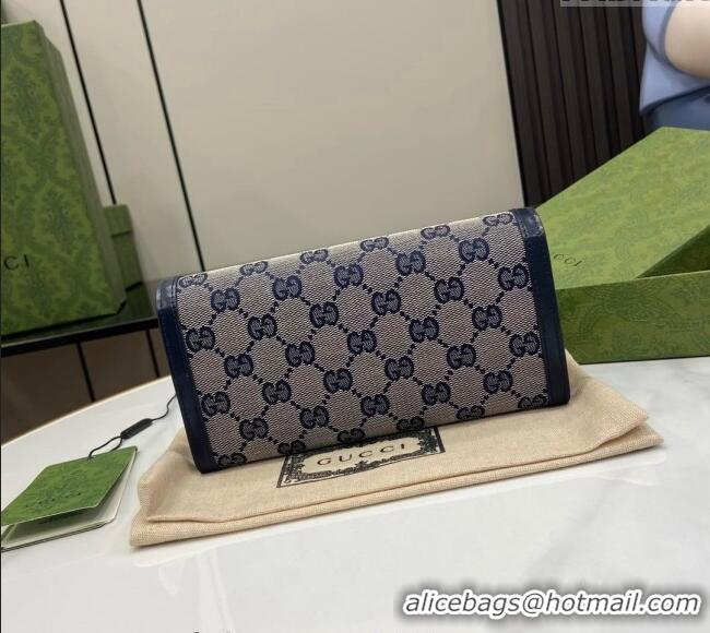Most Popular Gucci Luce GG Canvas Continental Wallet 790034 Grey/Blue 2024