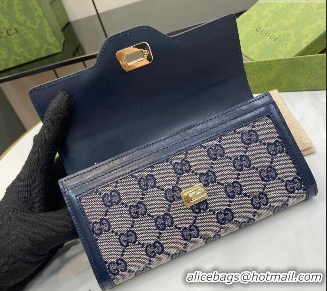 Most Popular Gucci Luce GG Canvas Continental Wallet 790034 Grey/Blue 2024