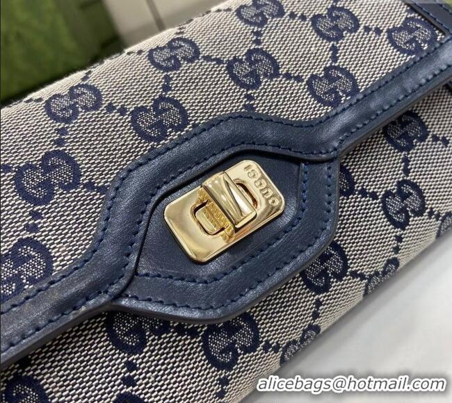 Most Popular Gucci Luce GG Canvas Continental Wallet 790034 Grey/Blue 2024