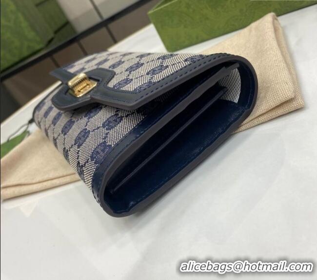 Most Popular Gucci Luce GG Canvas Continental Wallet 790034 Grey/Blue 2024