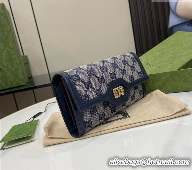 Most Popular Gucci Luce GG Canvas Continental Wallet 790034 Grey/Blue 2024