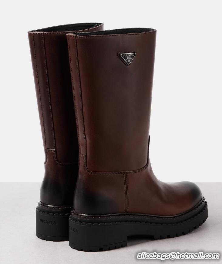 ​Super Quality Prada Logo Leather Boot 56729 Brown 2025