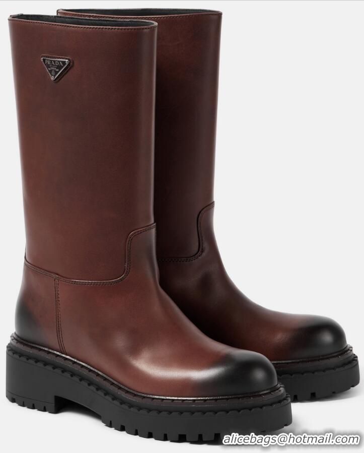 ​Super Quality Prada Logo Leather Boot 56729 Brown 2025