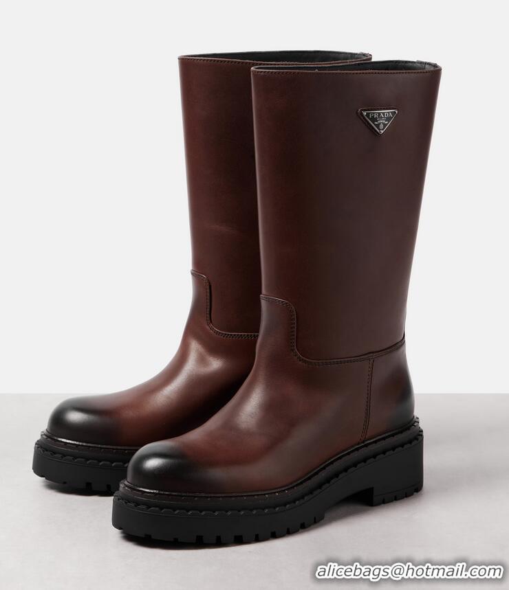 ​Super Quality Prada Logo Leather Boot 56729 Brown 2025