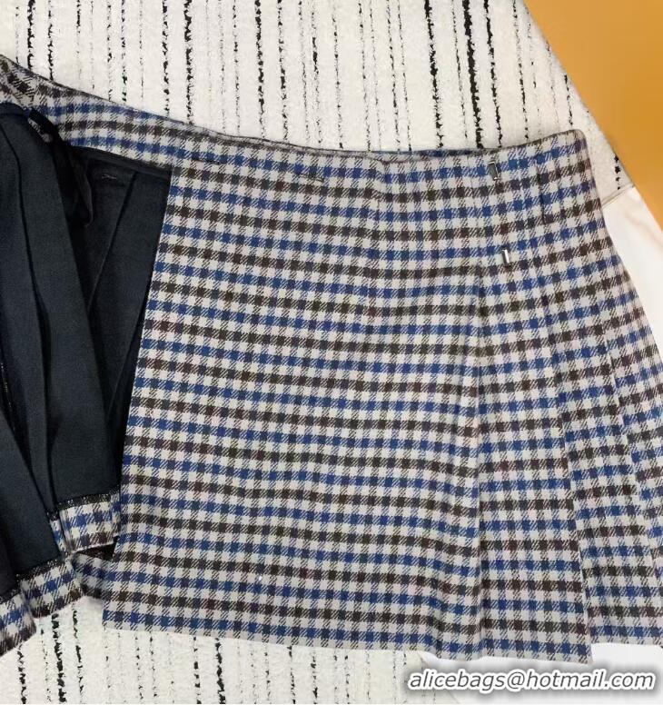 ​Buy Discount Prada Pleated Checked Wool Twill Miniskirt PA8541